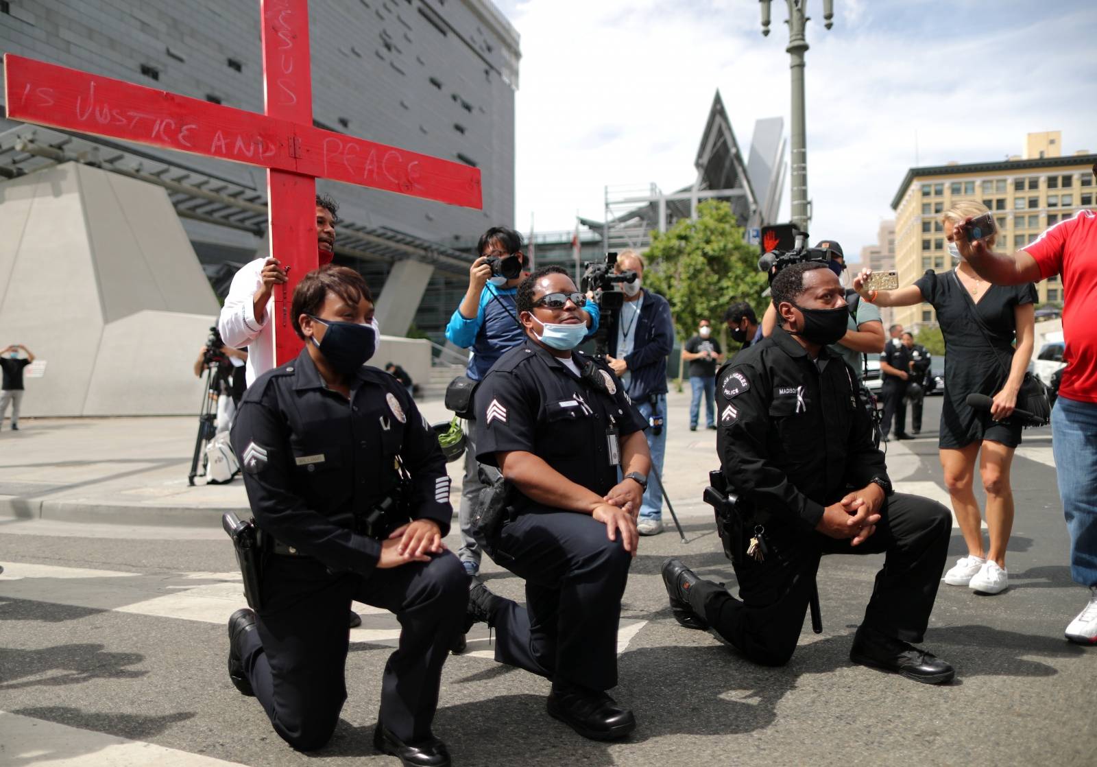 Protest against the death in Minneapolis police custody of George Floyd, in Los Angeles