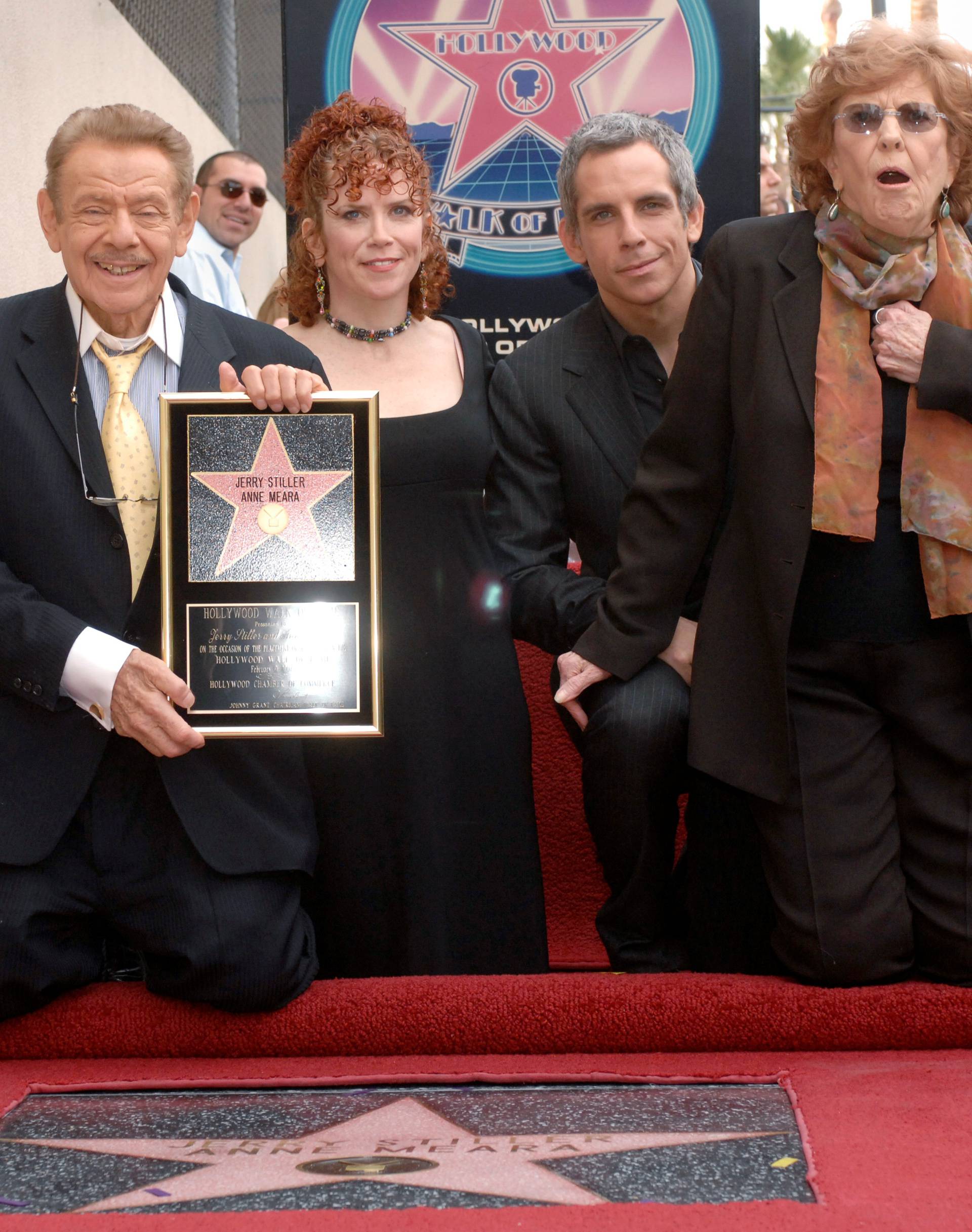 FILE PHOTO: Brother and sister Amy and Ben Stiller pose for pictures at a ceremony where their parents Jerry Stiller and Anne Meara are honored with a star on the Hollywood Walk of Fame in Los Angeles, California