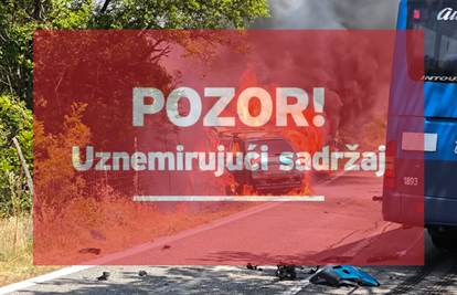 Automobil izgorio nakon sudara s autobusom na Braču: Jedan čovjek mrtav, prekinut promet