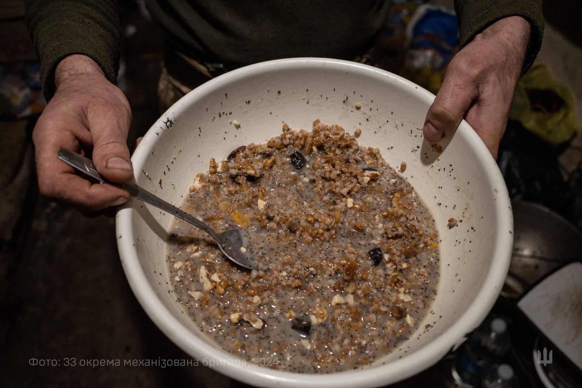 Ukrainian servicemen celebrate Christmas Eve in a front line in Dnipropetrovsk region