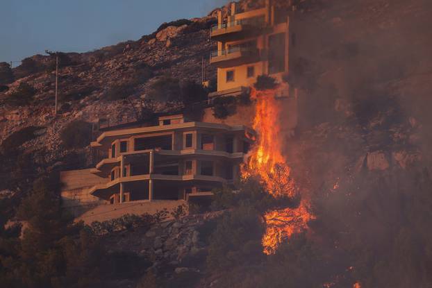 Wildfire burns near Athens