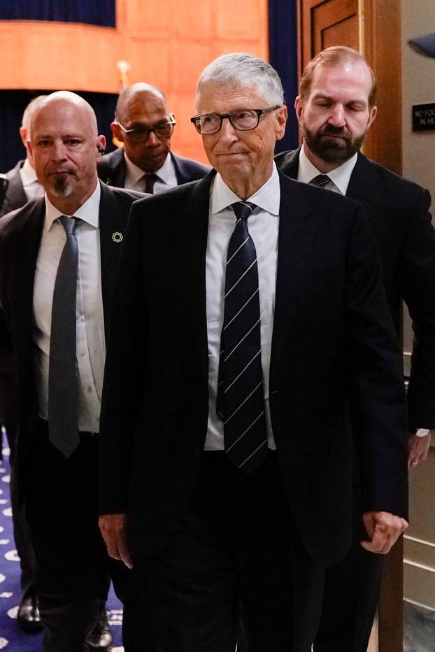 Bill Gates departs following a closed door interview before the House Oversight Committee investigating Jeffrey Epstein, in Washington