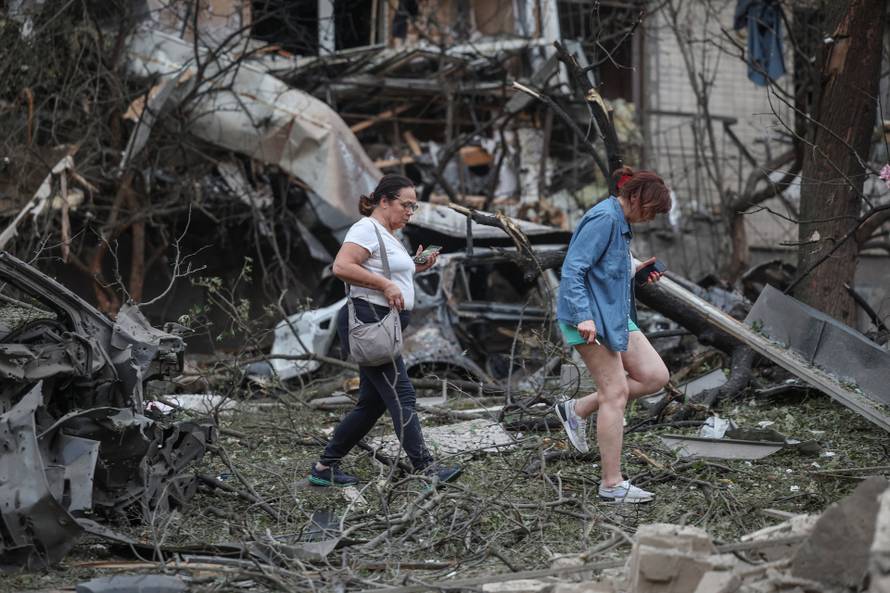 Aftermath of overnight Russian missile and drone strikes, in Kyiv