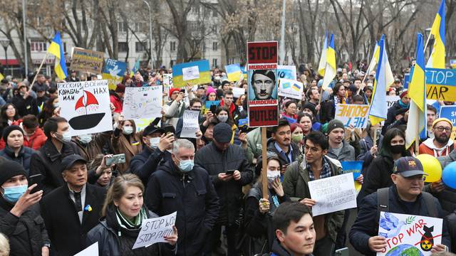 Protest in support of Ukraine, in Almaty