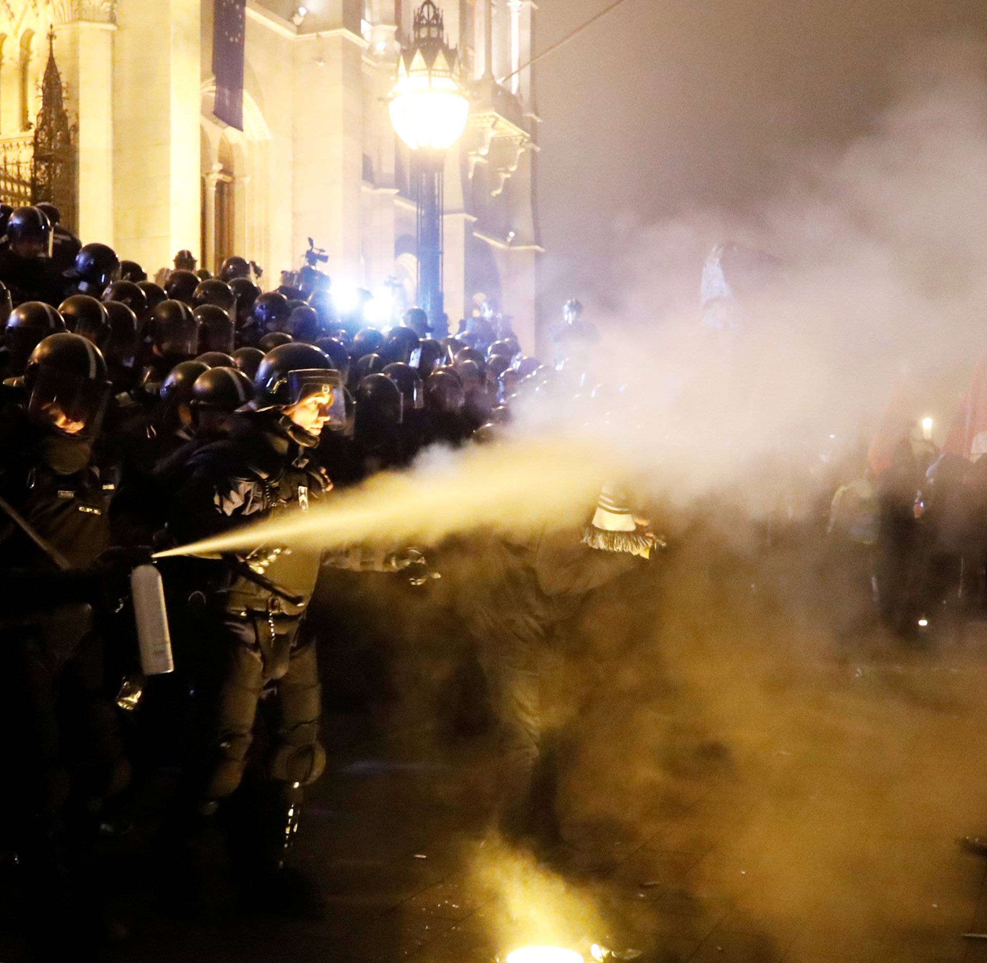 Protest against the new labour law in Budapest