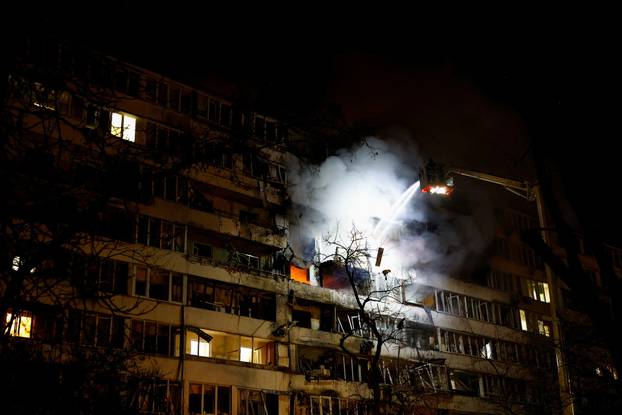 Aftermath of a Russian missile and drone attack, in Kyiv