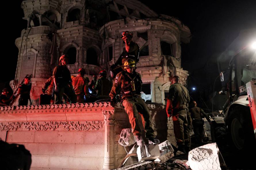 An impact site in northern Israel following missiles fired from Iran towards Israel