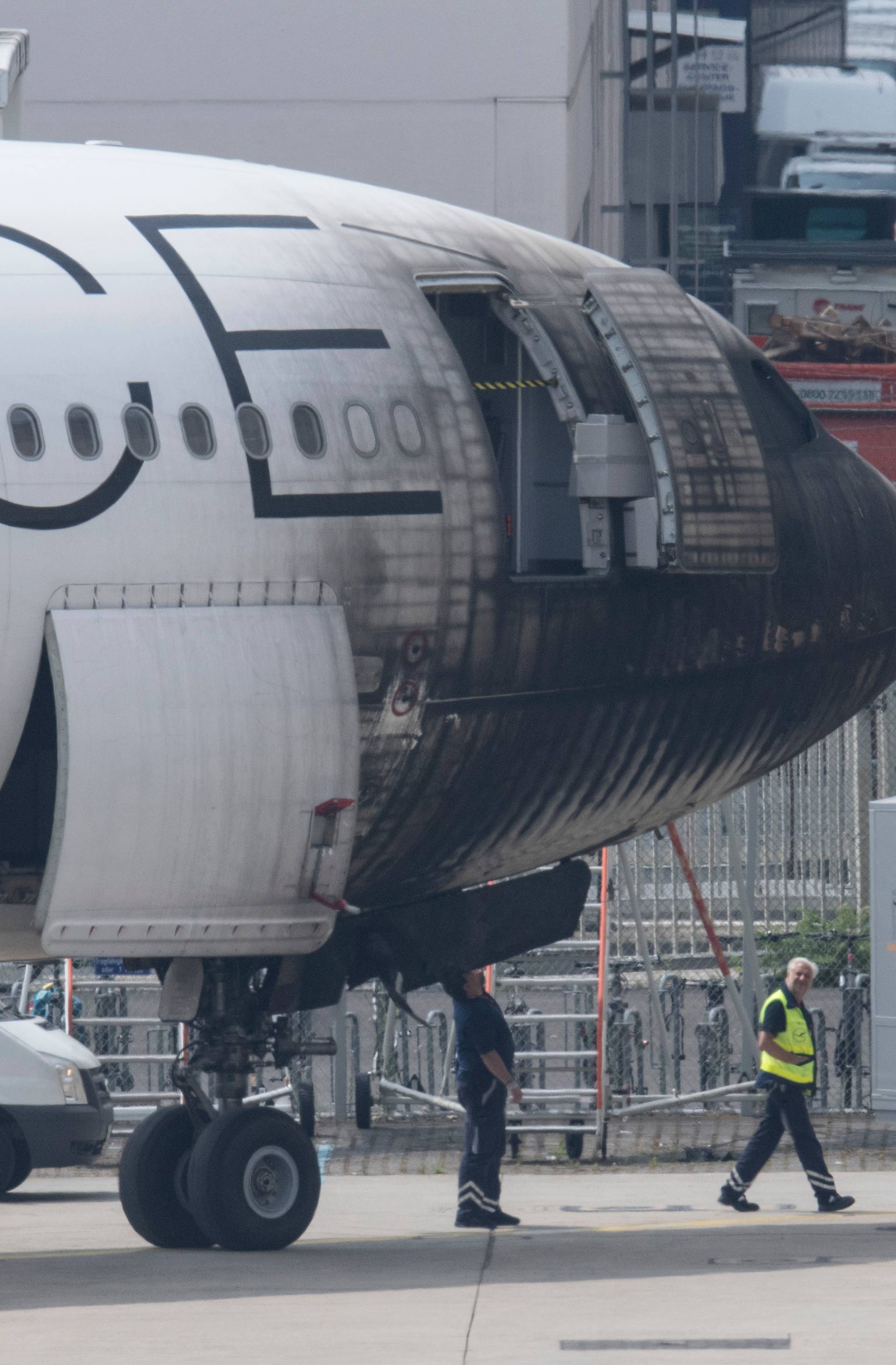 Airplane damaged by fire