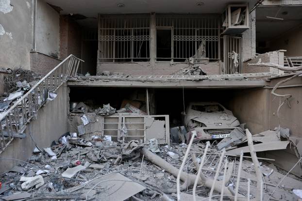 Aftermath of an Israeli and the U.S. strike on a police station in Tehran