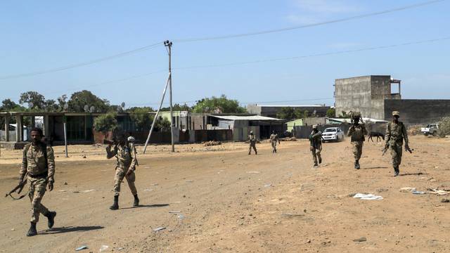 FILE PHOTO: Members of the Amhara Special Force return to the Dansha Mechanized 5th division Military base after fighting against the Tigray People's Liberation Front (TPLF), in Danasha, Amhara region near a border with Tigray