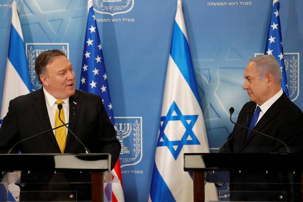 Israeli Prime Minister Benjamin Netanyahu meets U.S. Secretary of State Mike Pompeo at the Ministry of Defence in Tel Aviv