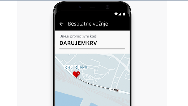 Uber danas besplatno prevozi darivatelje krvi u KBC Rijeka