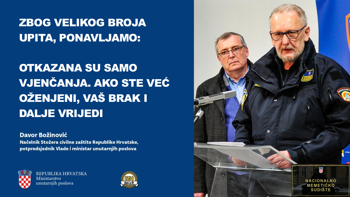 'Vjenčanja su otkazana, no ako si već u braku, on još vrijedi...'