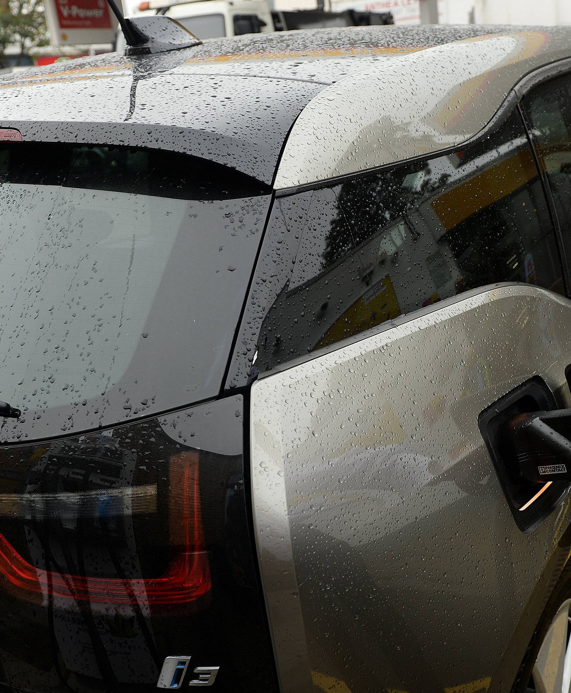 An electric car charges at the Holloway Road Shell station where Shell is launching its first fast electric vehicle charging station in London