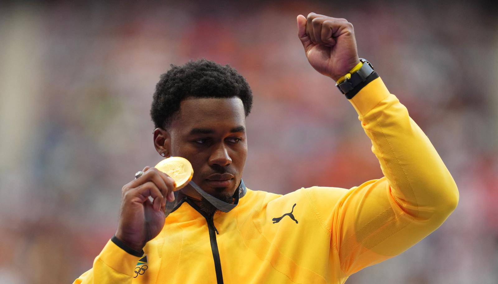 Athletics - Men's Discus Throw Victory Ceremony