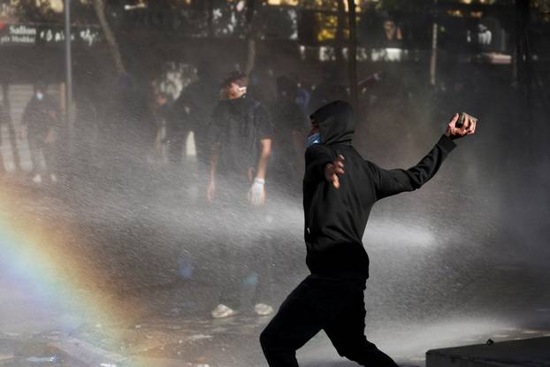 Albanian students hold an anti-government protest in Tirana