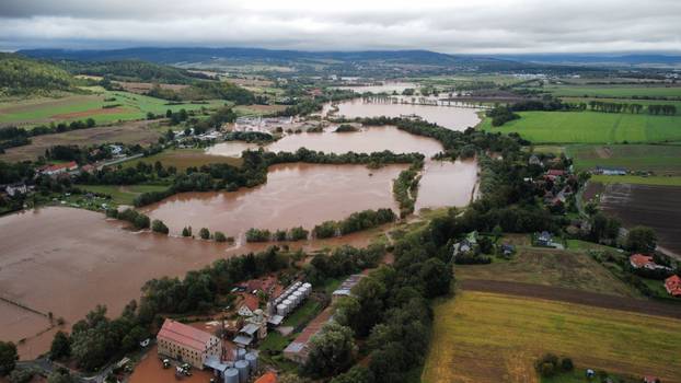 Aftermath of heavy rainfall in Piszkowice
