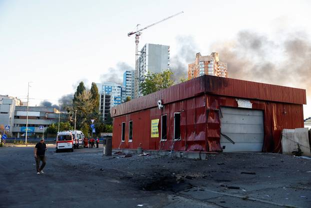 Aftermath of a Russian drone and missile attack in Kyiv