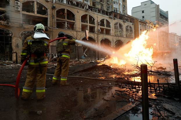 Aftermath of a Russian missile strike in central Kyiv