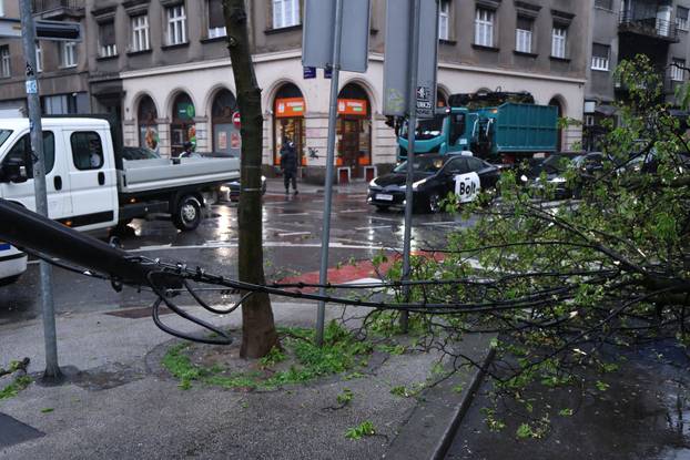 Zagreb:  Nevrijeme i jak vjetar srušili su nekoliko stabala u centru grada