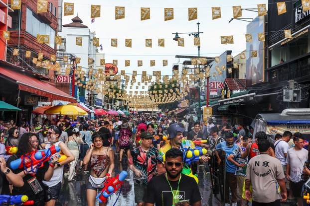 Revellers celebrate the New Year Water Festival in Bangkok