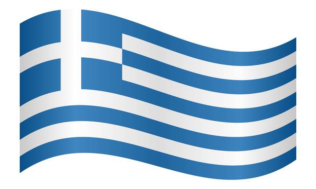 Flag of Greece waving on white background