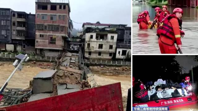 VIDEO Velike poplave na jugu Kine: Urušio se most, vlasti su evakuirale desetke tisuća ljudi
