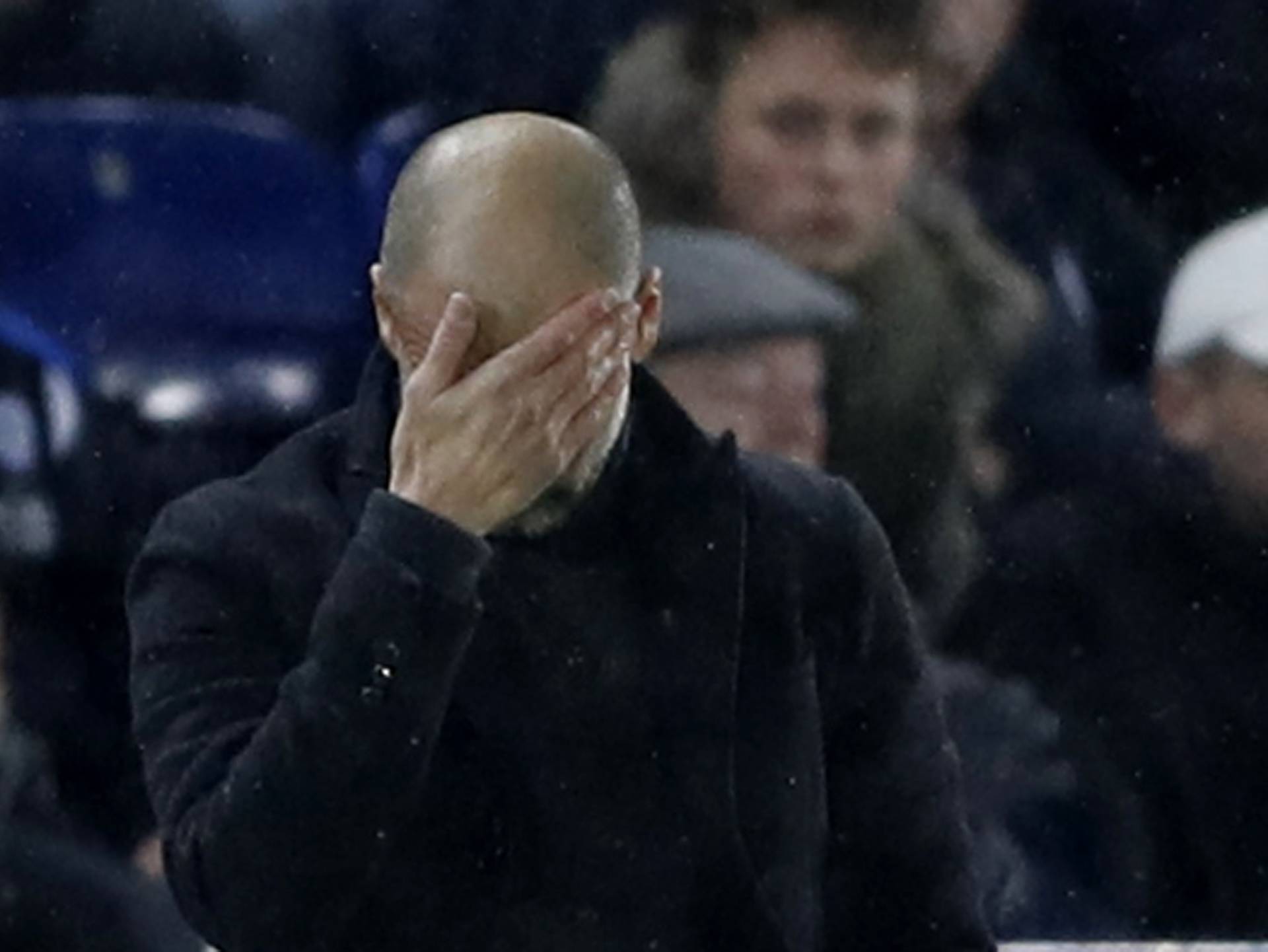 Manchester City manager Pep Guardiola looks dejected