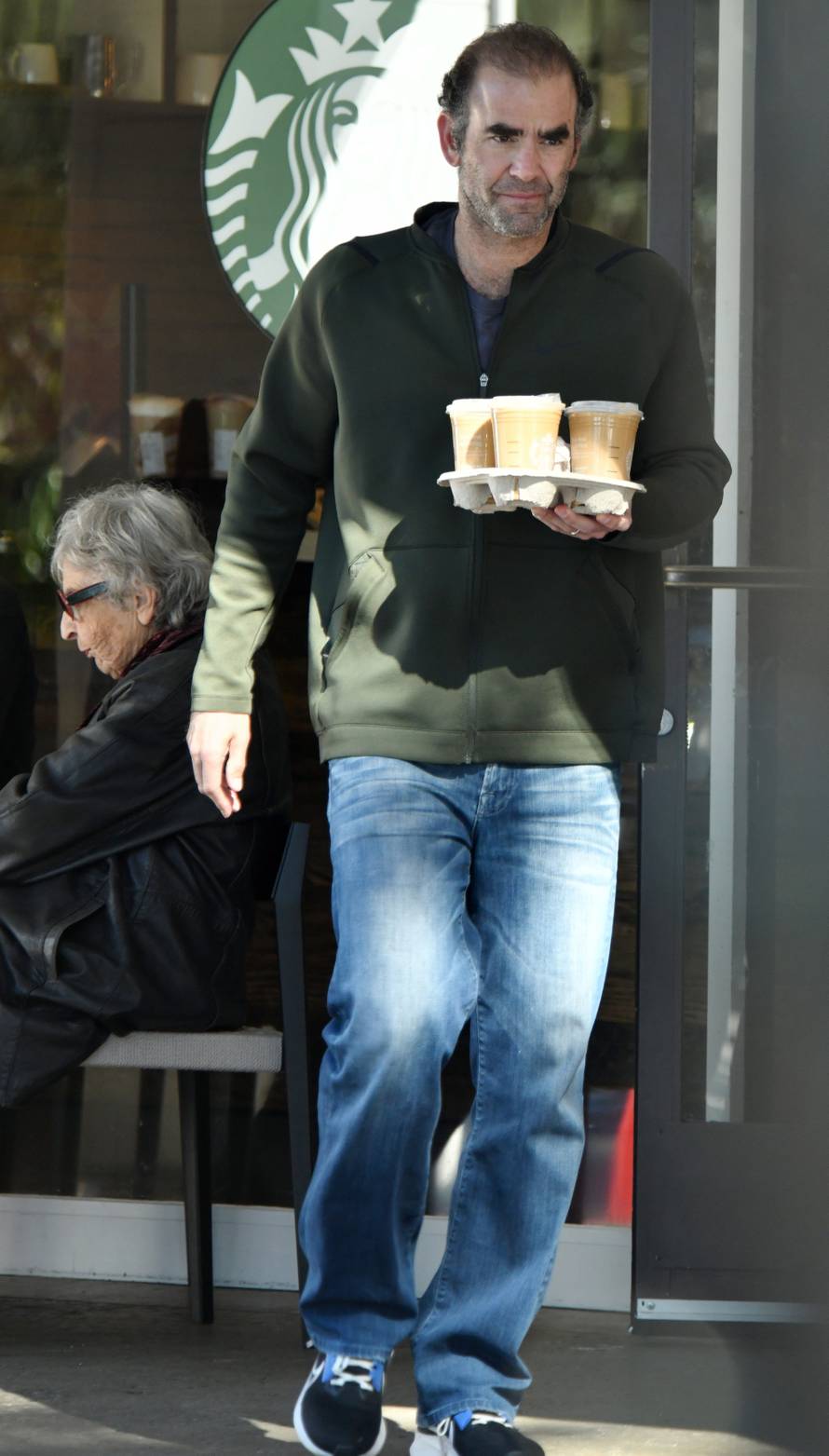 EXCLUSIVE: Tennis Player Pete Sampras Is Unrecognizable As He Is Seen Grabbing Coffee From Starbucks In The Beverly Glen Shopping Center - 26 Jan 2024