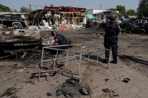 Aftermath of a Russian drone attack in Kharkiv region