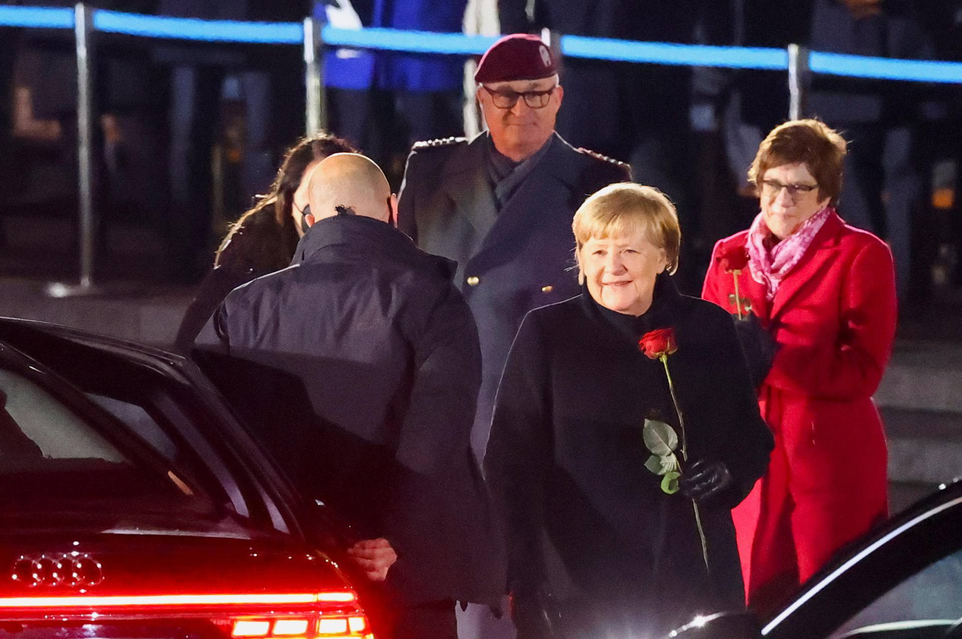 Outgoing German Chancellor Merkel is honoured with Grand Tattoo, in Berlin