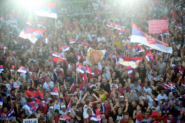 Beograd: Ispred Skupštine grada Beograda organiziran svečani doček srpskih olimpijaca