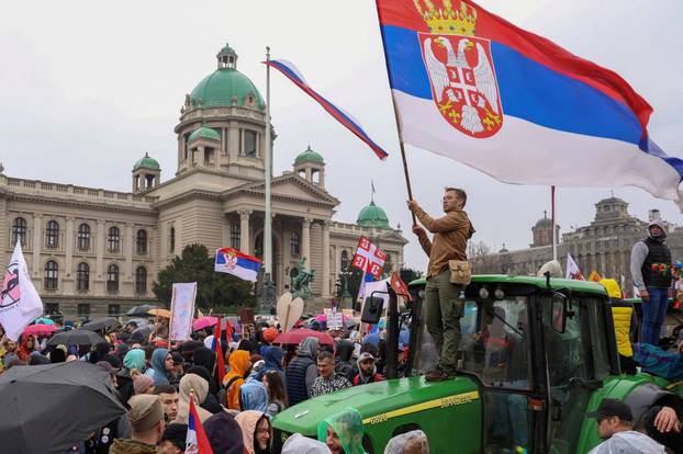 Protest over the fatal November 2024 Novi Sad railway station roof collapse, in Belgrade