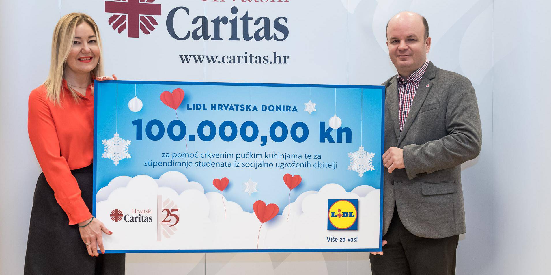 Lidl donira 100 tisuća kuna za 25 godina hrvatskog Caritasa