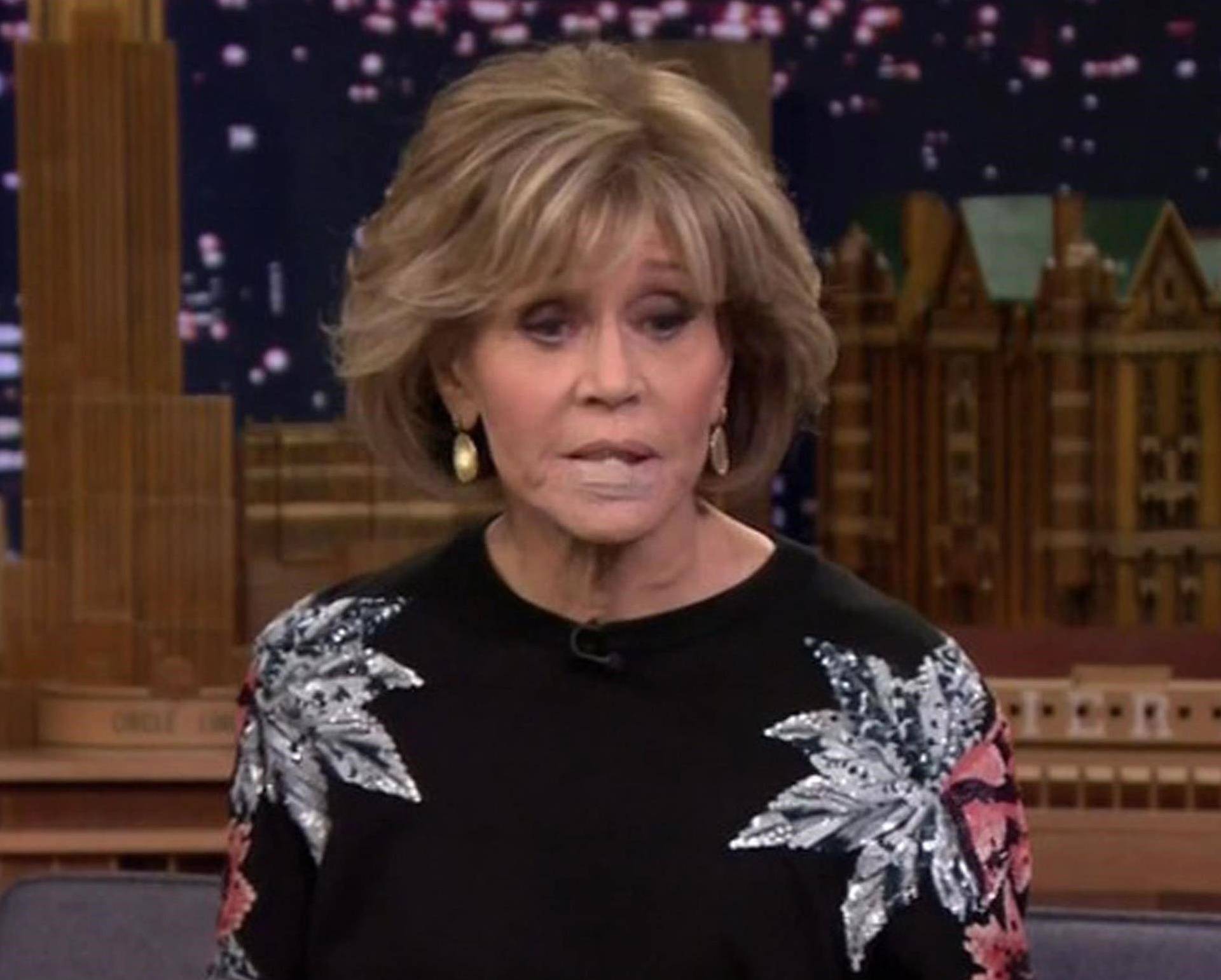 Jane Fonda wears bandage on her face for Tonight Show interview as she reveals she had cancerous growth removed from her lower lip