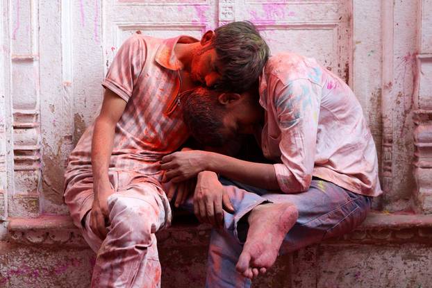 "Lathmar Holi" celebrations in Nandgaon village