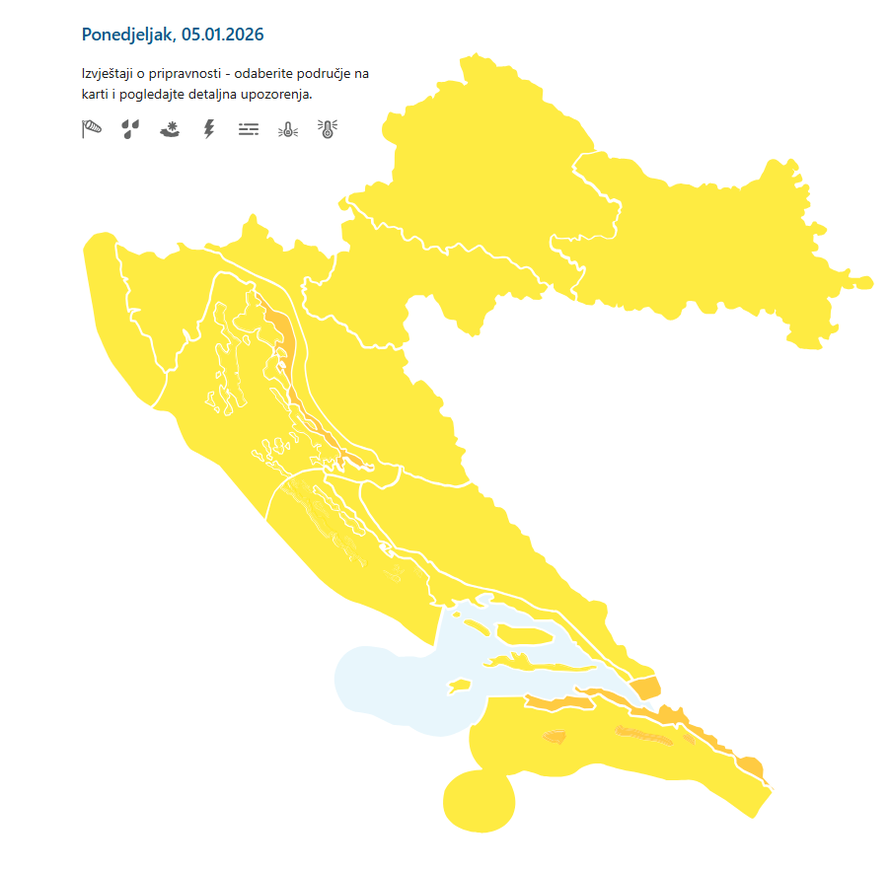 Upaljeni meteoalarmi, javila se i Civilna zaštita: Stiže opasno vrijeme u ovaj dio Hrvatske