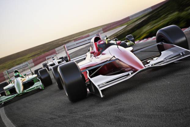 Red,Race,Car,Close,Up,Front,View,On,A,Track