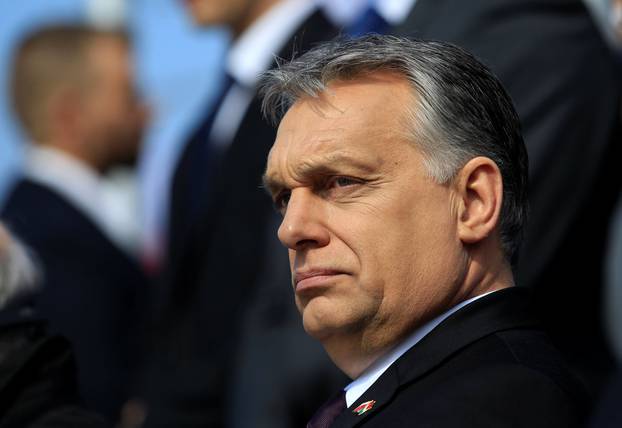 Hungarian Prime MInister Orban talks attends the consecration of a statue in memory of Smolensk plane crash victims in Budapest