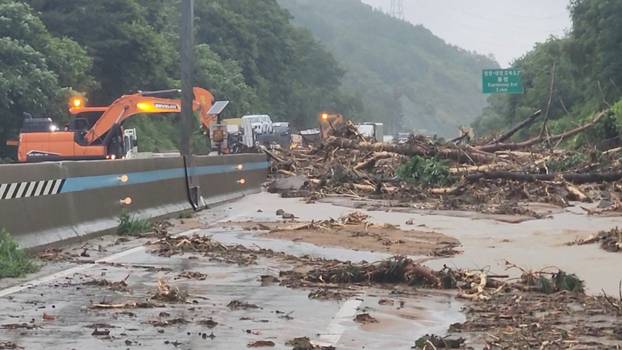 Landslide triggered by torrential rains in South Korea