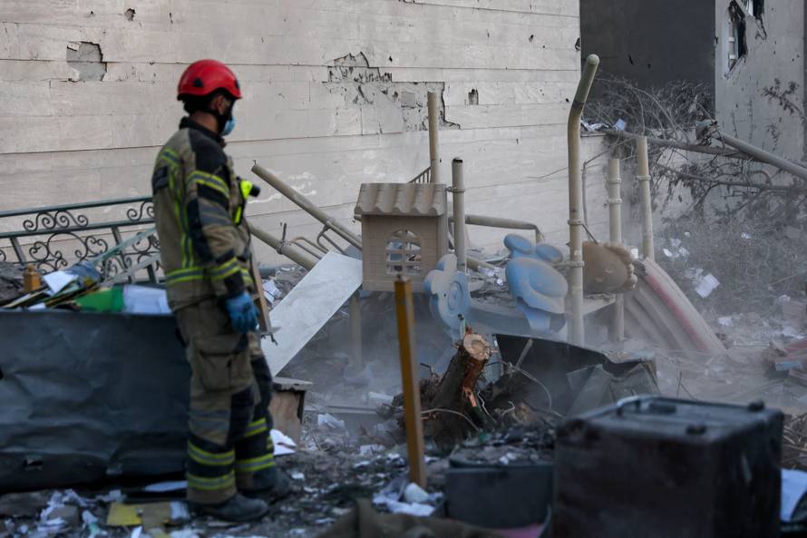 Aftermath of an Israeli and the U.S. strike on a police station in Tehran