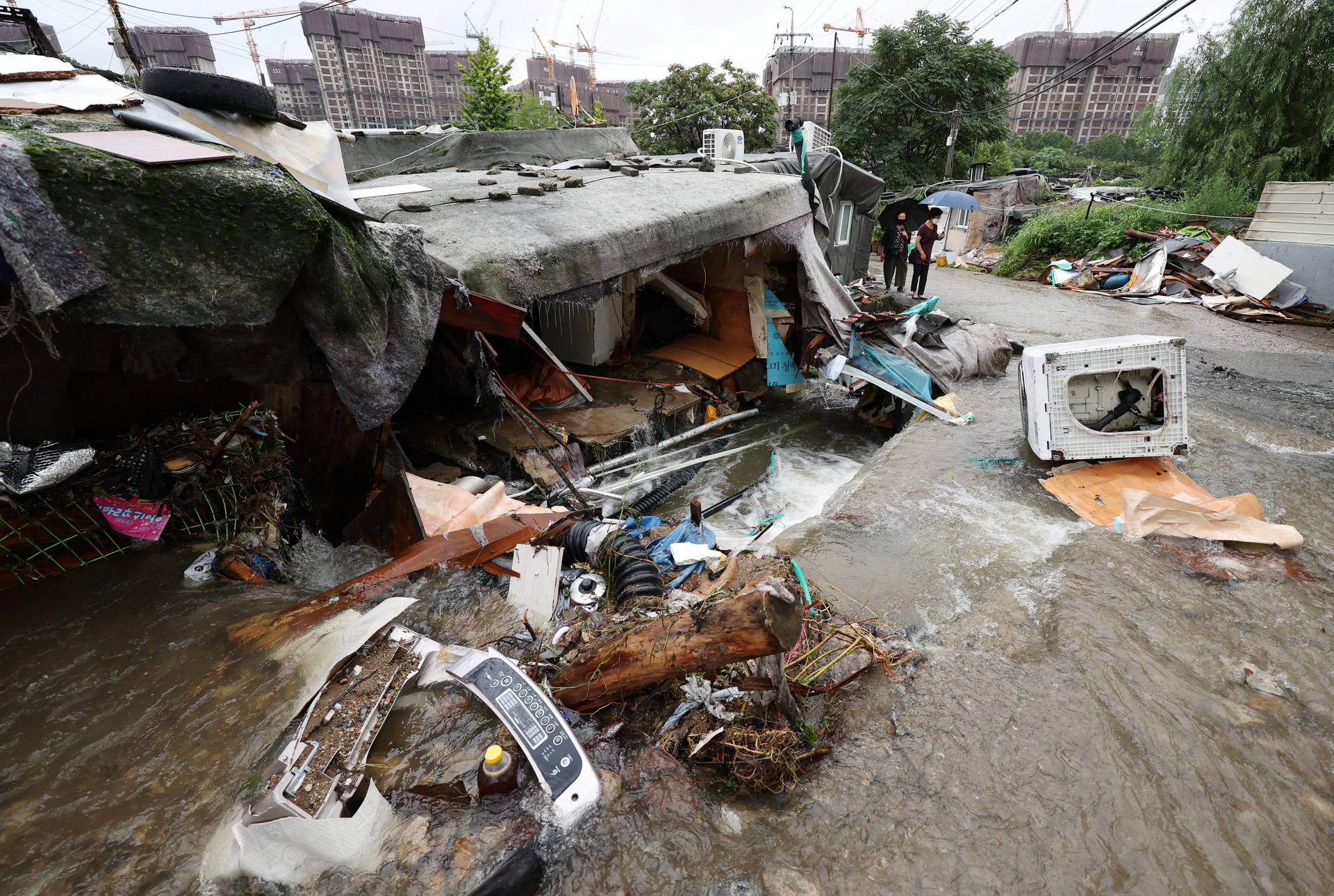 Aftermath of record level of torrential rain in Seoul