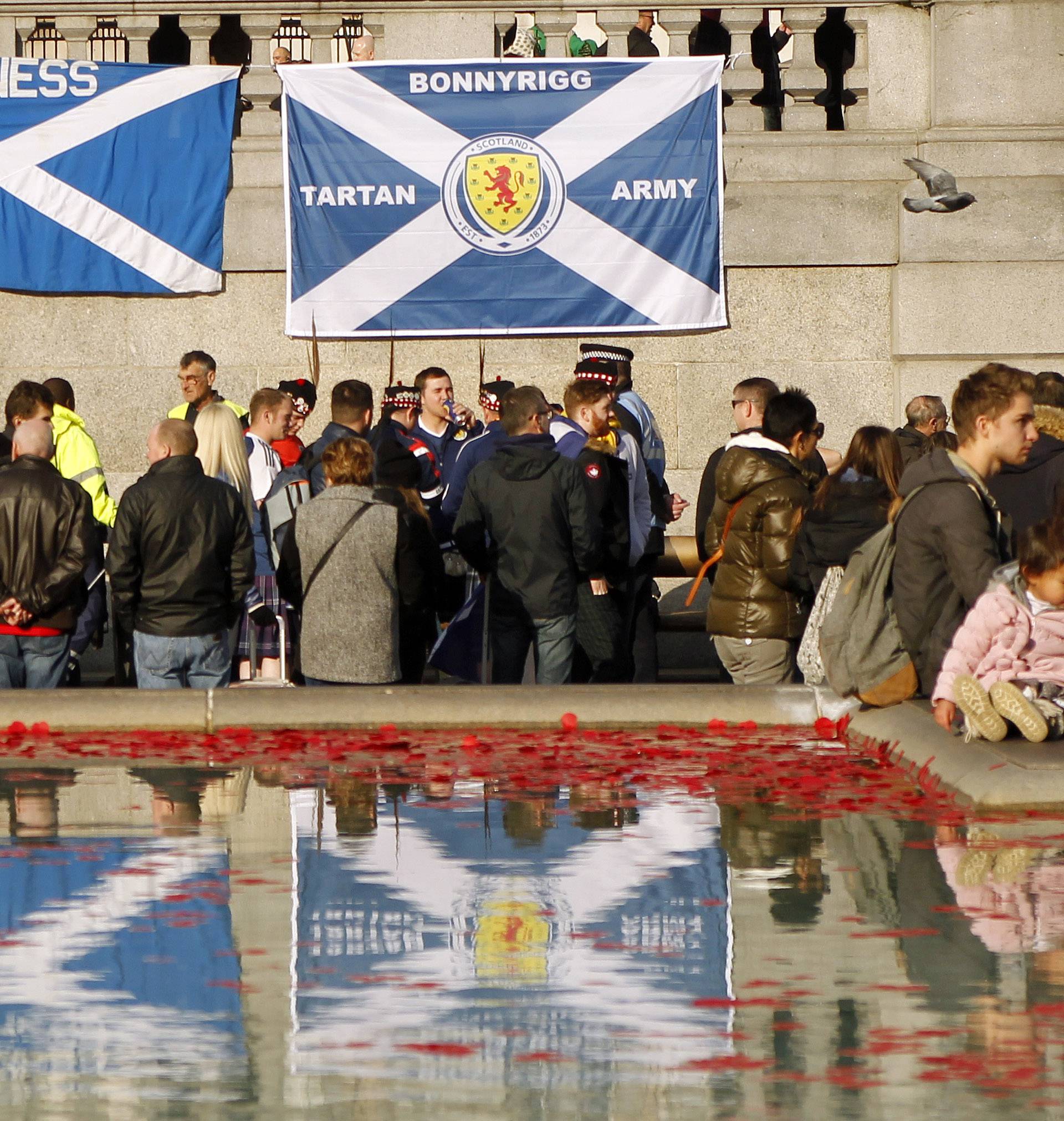 General view of Scotland flags in Trafalgar Square