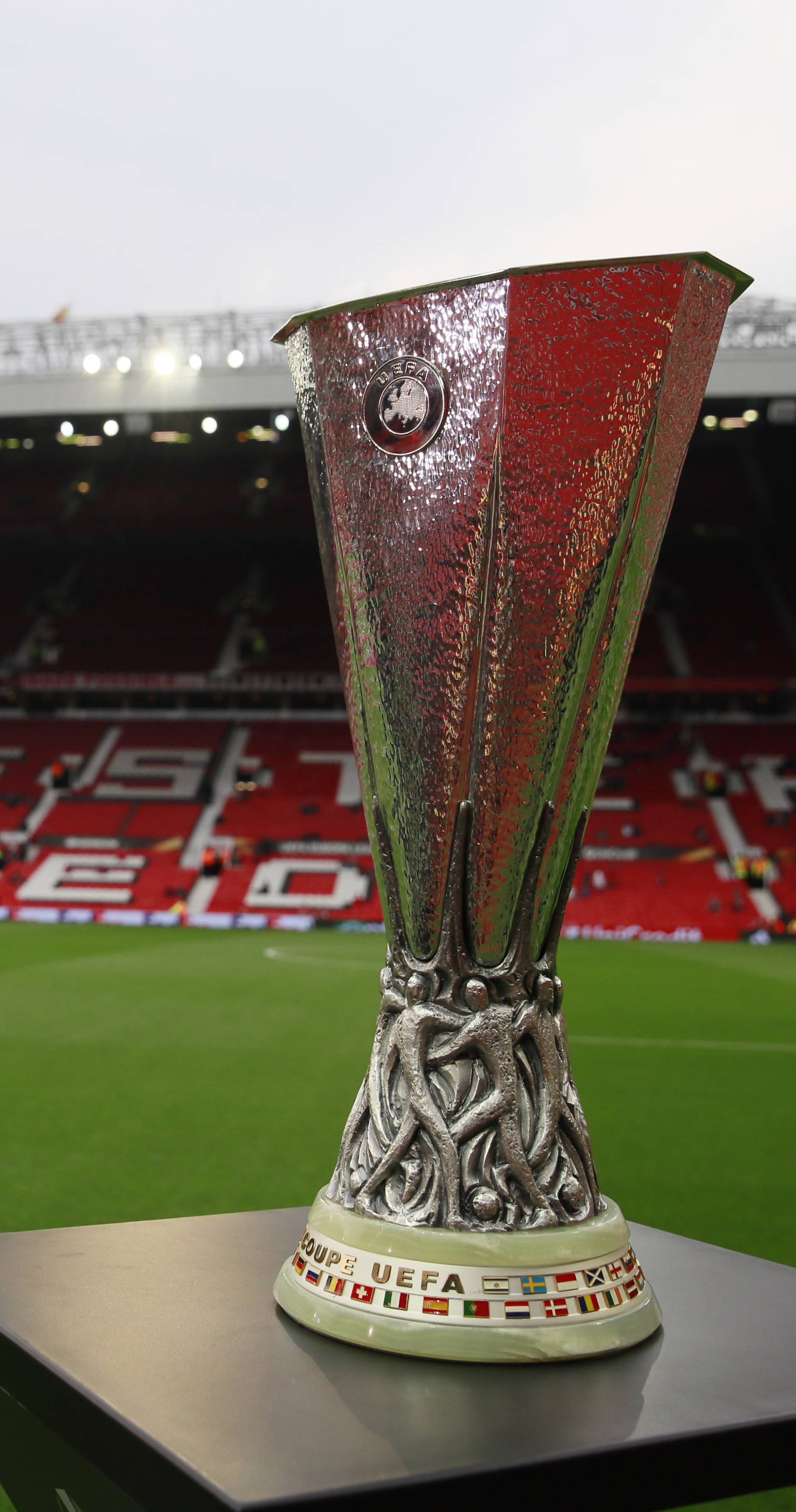 The UEFA Europa League trophy before the match