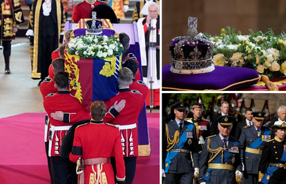 Lijes kraljice Elizabete II. stigao u Westminster, u povorci kralj Charles te princ William i Harry