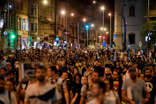 Hungarians protest against tightened small business tax rules, in Budapest