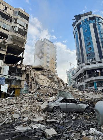 Aftermath of an Israeli strike on Beirut's southern suburbs