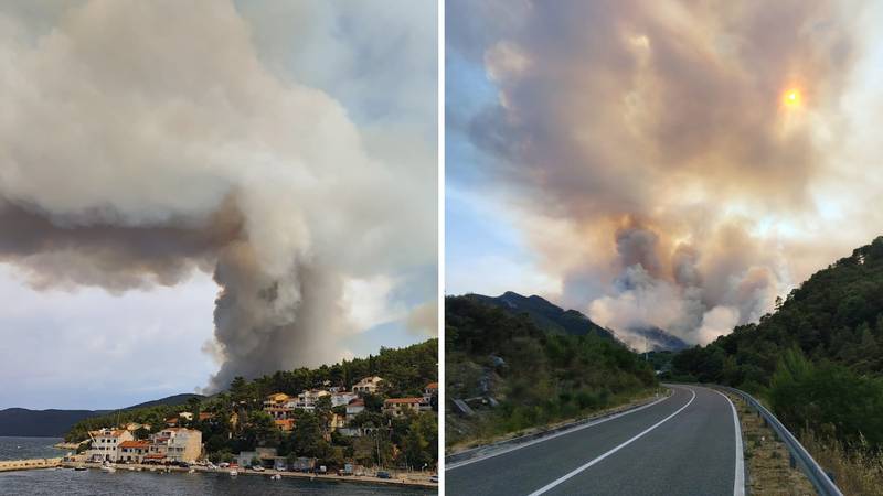 VIDEO Veliki požar na Korčuli, zatvorili ceste, stigli kanaderi