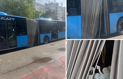 ZET-ov bus naletio na armiranu ploču na cesti pa se prepolovio: 'Sparkirao se i odjednom puklo'