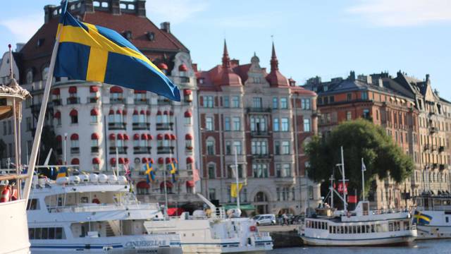 View shows residential houses in Stockholm